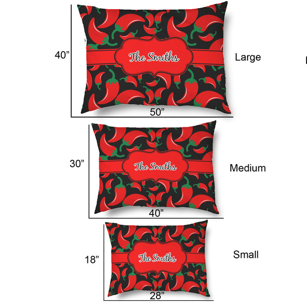 Chili Peppers Outdoor Dog Beds - SIZE CHART