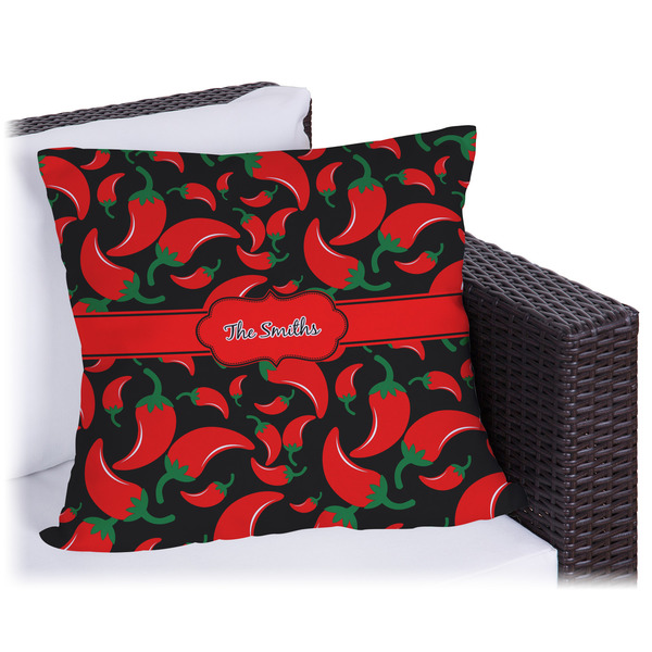Custom Chili Peppers Outdoor Pillow - 18" (Personalized)