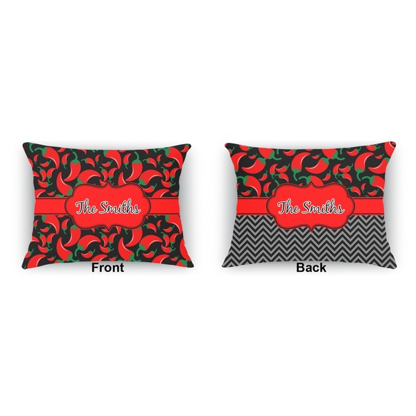 Chili Peppers  Outdoor Rectangular Throw Pillow (Front and Back)