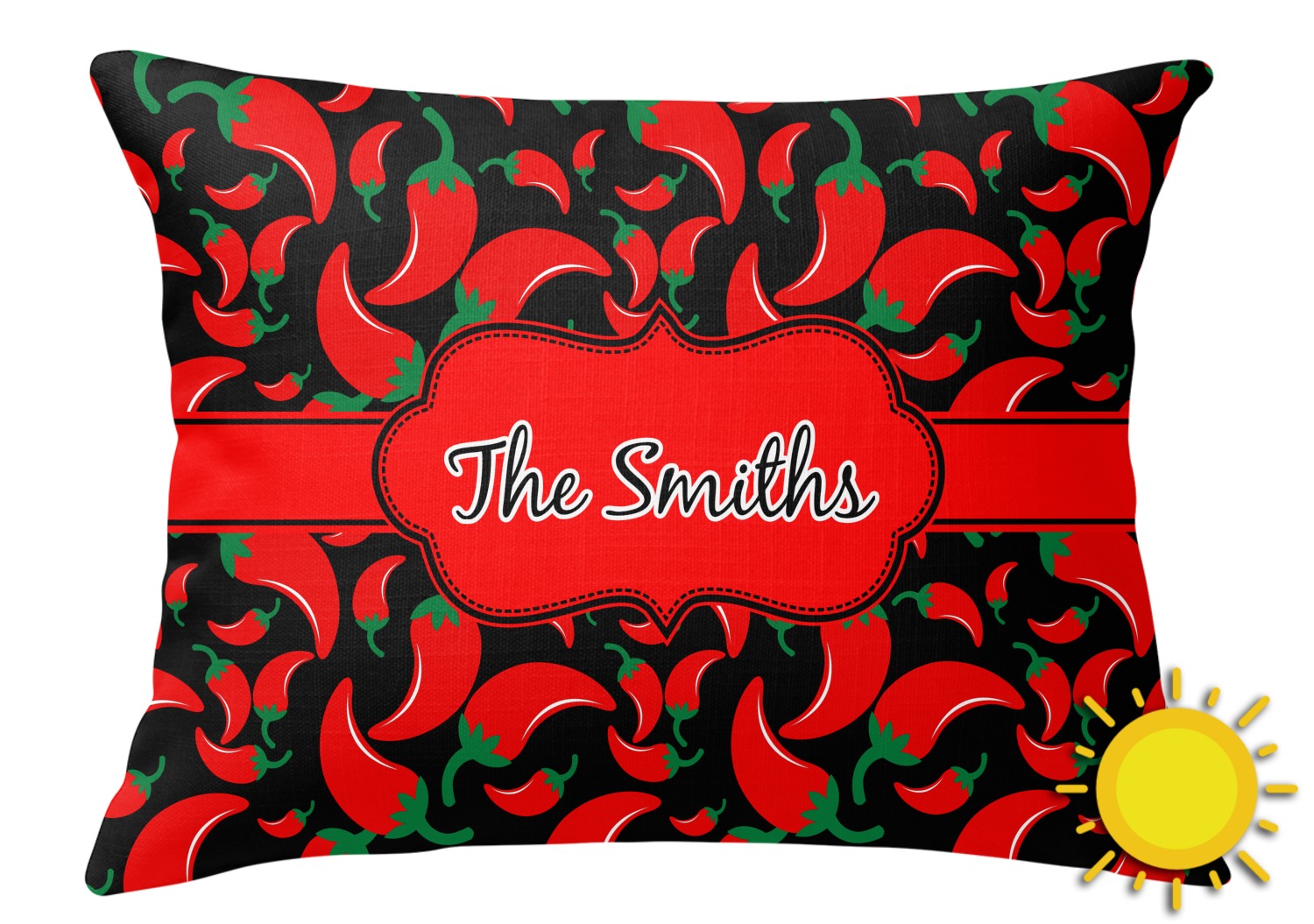 Chili Peppers Outdoor Throw Pillow (Rectangular) (Personalized