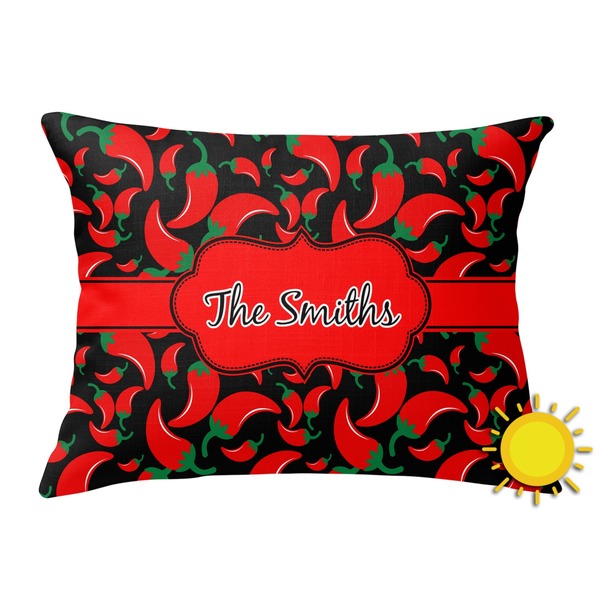 Custom Chili Peppers Outdoor Throw Pillow (Rectangular) (Personalized)