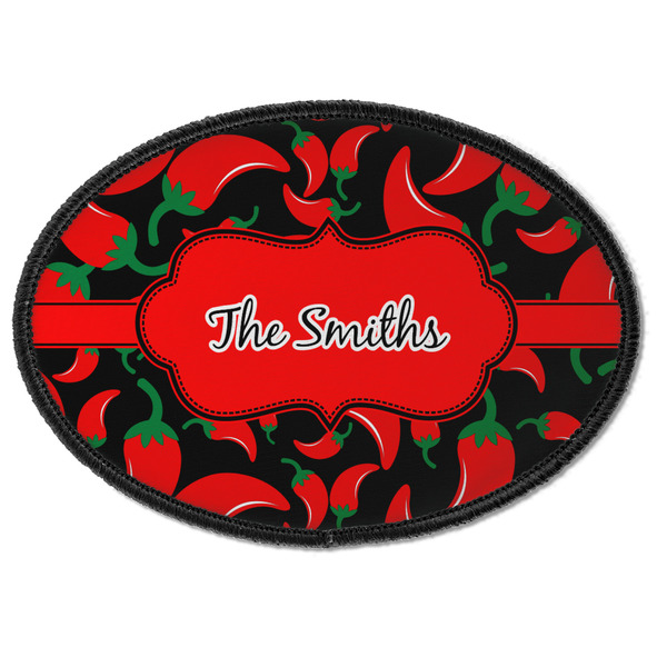 Custom Chili Peppers Iron On Oval Patch w/ Name or Text