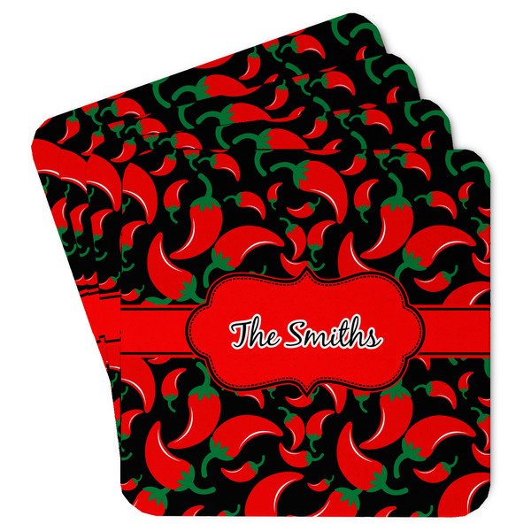 Custom Chili Peppers Paper Coasters w/ Name or Text