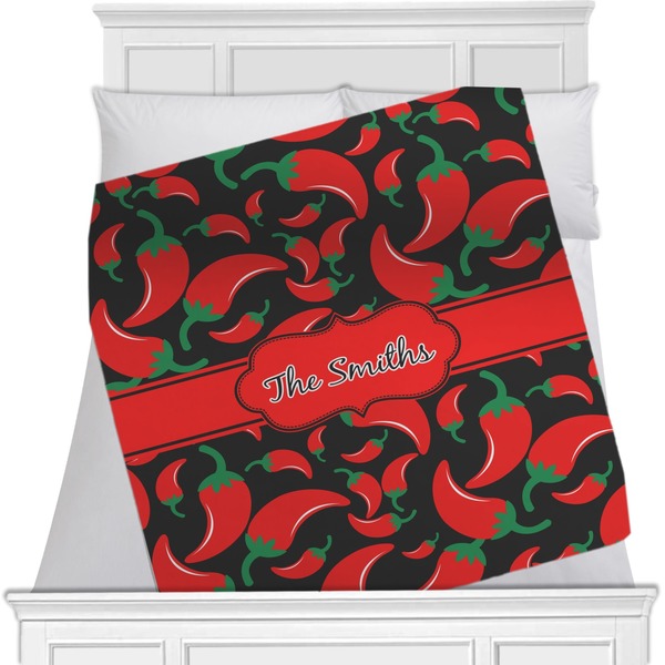 Custom Chili Peppers Minky Blanket - Toddler / Throw - 60"x50" - Double Sided (Personalized)