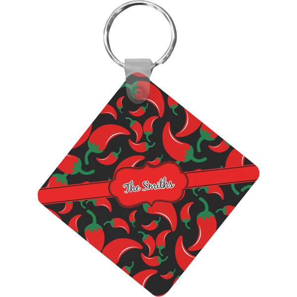 Custom Chili Peppers Diamond Plastic Keychain w/ Name or Text