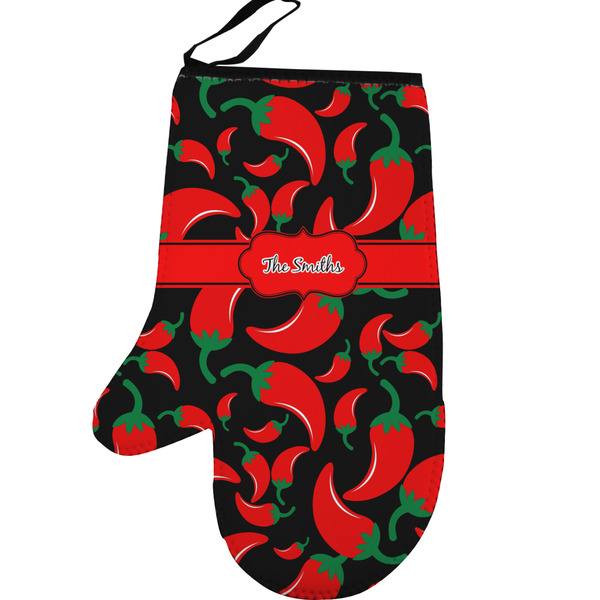 Custom Chili Peppers Left Oven Mitt (Personalized)