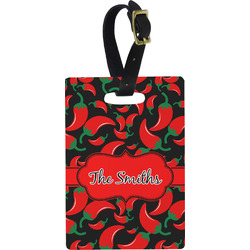 Chili Peppers Plastic Luggage Tag - Rectangular w/ Name or Text
