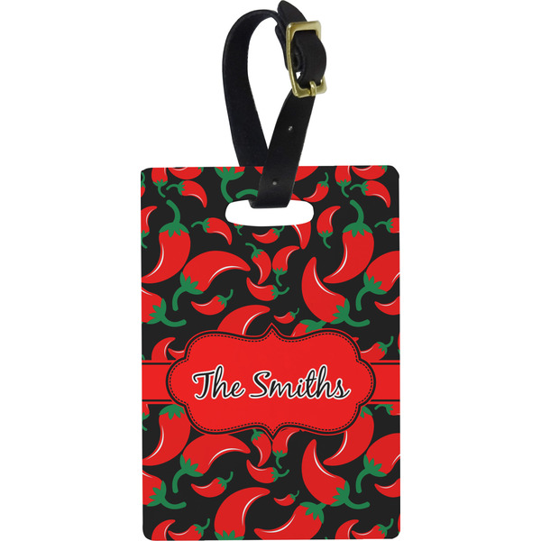 Custom Chili Peppers Plastic Luggage Tag - Rectangular w/ Name or Text