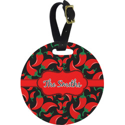 Chili Peppers Plastic Luggage Tag - Round (Personalized)