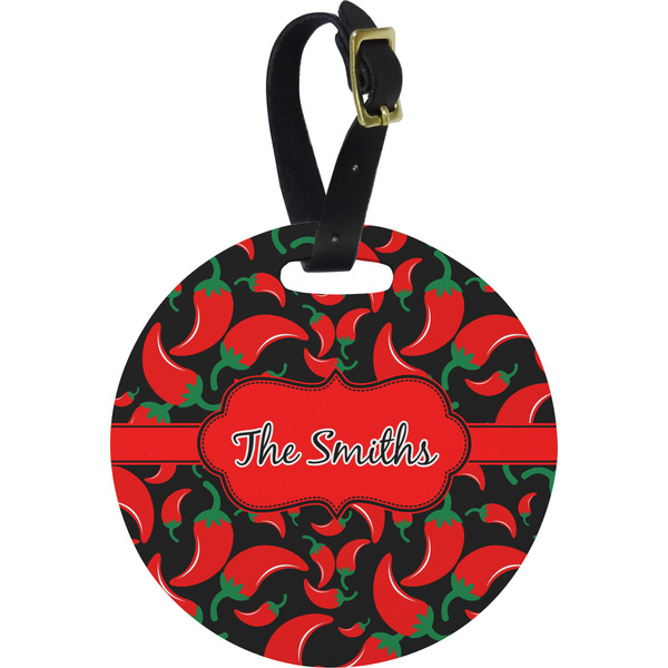 Custom Chili Peppers Plastic Luggage Tag - Round (Personalized)