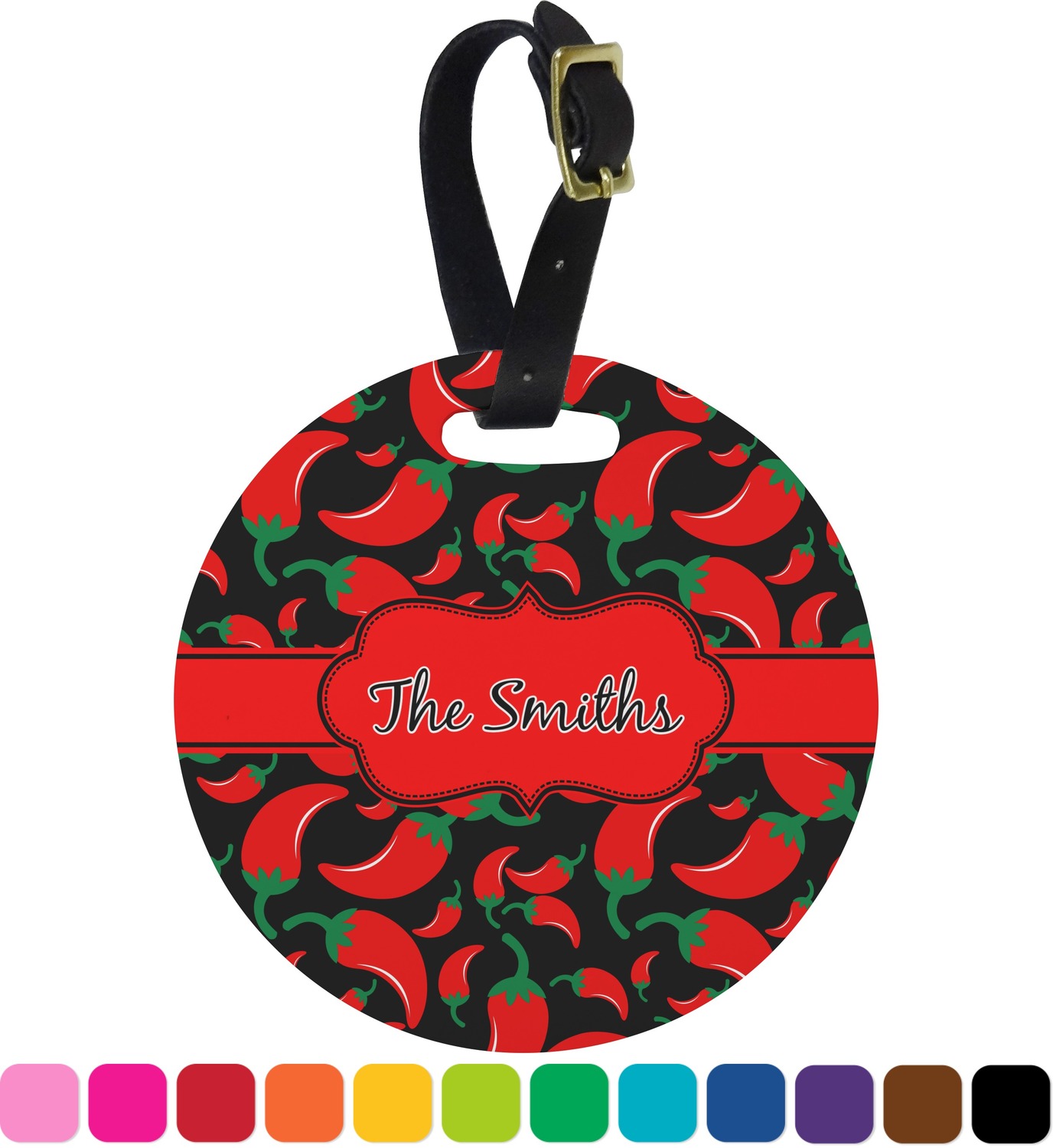 Chili Peppers Round Luggage Tag (Personalized) YouCustomizeIt