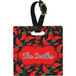 Chili Peppers Plastic Luggage Tag - Square w/ Name or Text