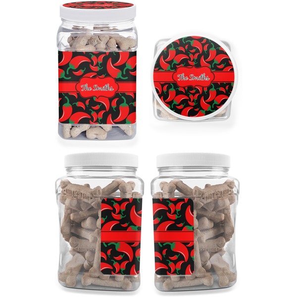 Chili Peppers Pet Treat Jar - Multiple Angles