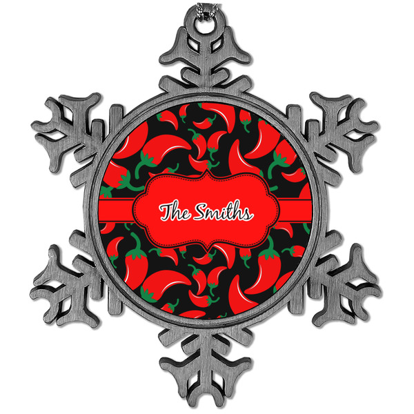 Custom Chili Peppers Vintage Snowflake Ornament (Personalized)