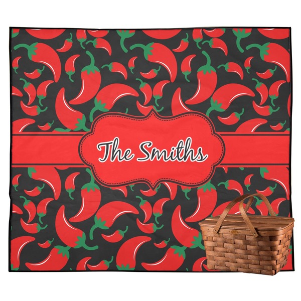 Custom Chili Peppers Outdoor Picnic Blanket (Personalized)