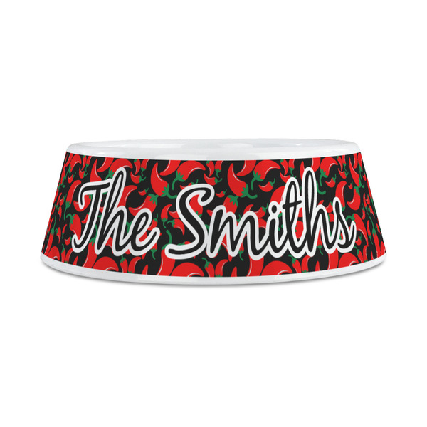 Chili Peppers Plastic Dog Bowls - Medium - FRONT