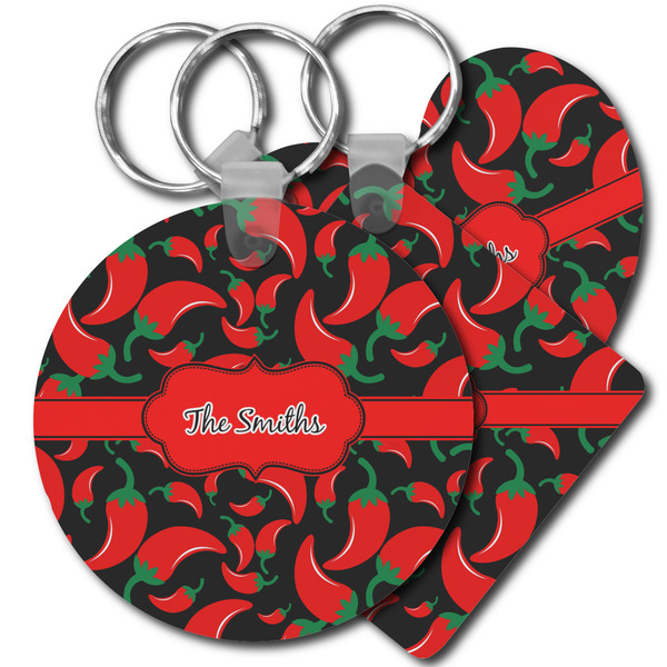 Custom Chili Peppers Plastic Keychain (Personalized)