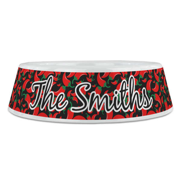 Chili Peppers Plastic Pet Bowls - Large - FRONT