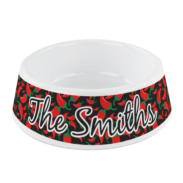 Custom Chili Peppers Plastic Dog Bowl - Small (Personalized)