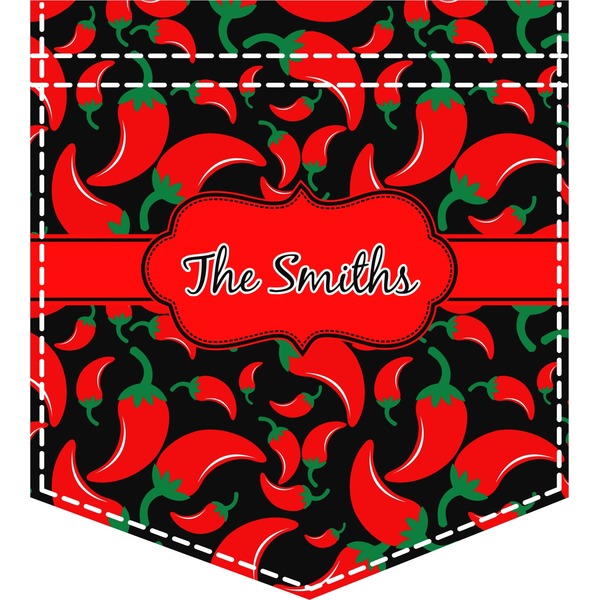 Custom Chili Peppers Iron On Faux Pocket (Personalized)