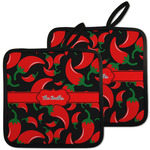 Chili Peppers Pot Holders - Set of 2 w/ Name or Text