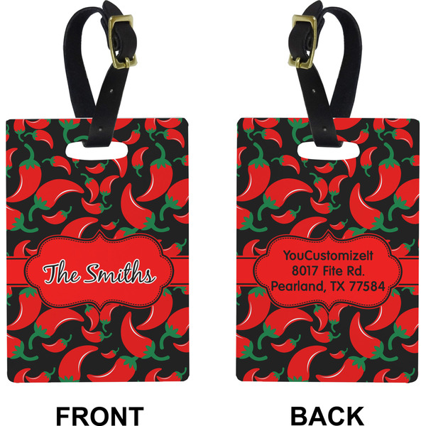 Chili Peppers Rectangle Luggage Tag (Front + Back)