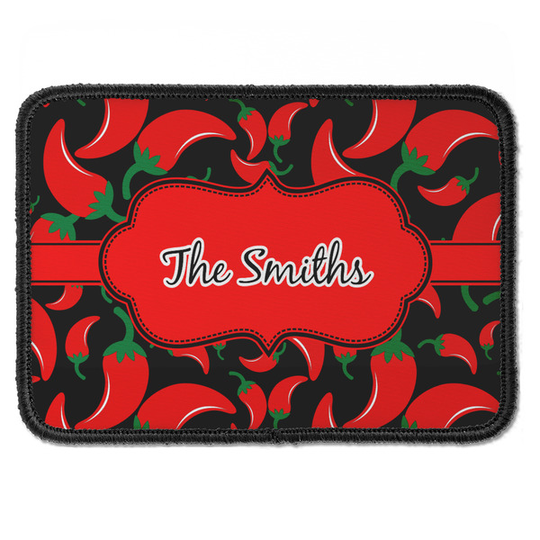 Custom Chili Peppers Iron On Rectangle Patch w/ Name or Text