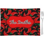 Chili Peppers Rectangular Glass Appetizer / Dessert Plate - Single or Set (Personalized)