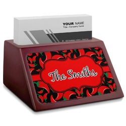 Chili Peppers Red Mahogany Business Card Holder (Personalized)