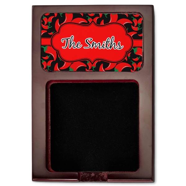 Chili Peppers Red Mahogany Sticky Note Holder - Flat