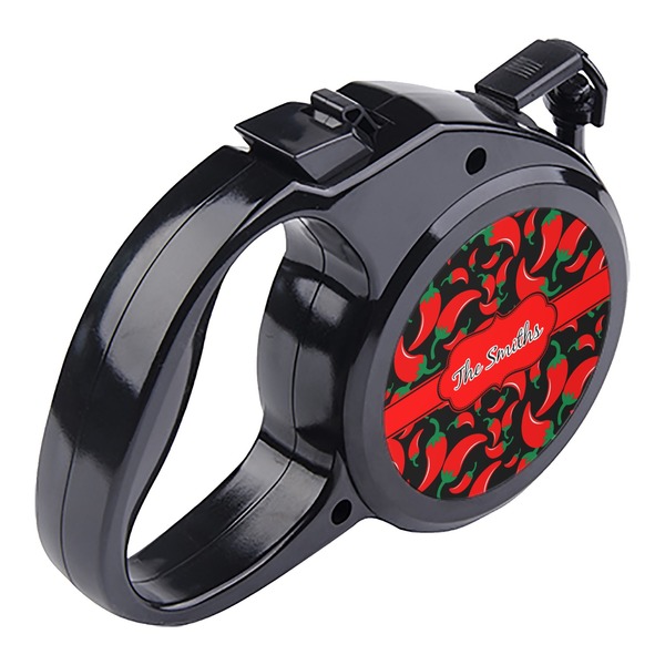 Chili Peppers Retractable Dog Leash - Angle