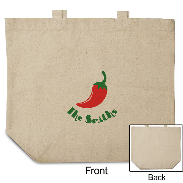 Chili Peppers Reusable Cotton Grocery Bag - Front & Back View