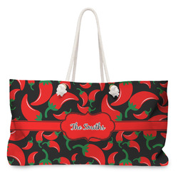 Chili Peppers Large Tote Bag with Rope Handles (Personalized)