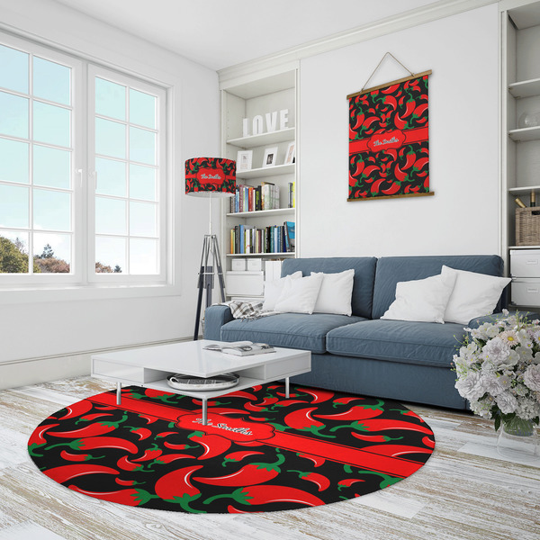 Chili Peppers Round Area Rug - IN CONTEXT