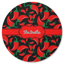 Chili Peppers Round Rubber Backed Coaster (Personalized)
