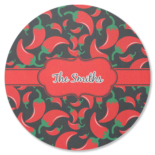 Custom Chili Peppers Round Rubber Backed Coaster (Personalized)