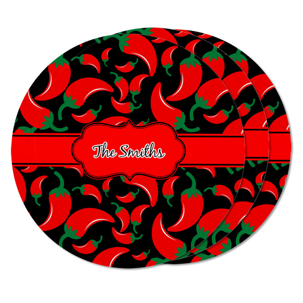 Chili Peppers Round Fridge Magnet - THREE