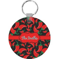 Chili Peppers Round Plastic Keychain (Personalized)