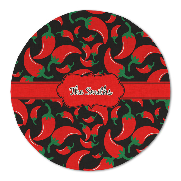 Custom Chili Peppers Round Linen Placemat - Single Sided (Personalized)