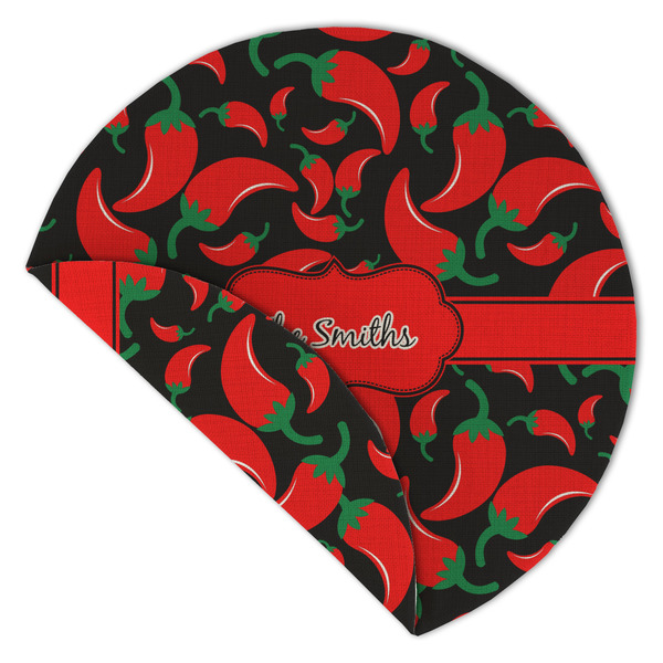 Chili Peppers Round Linen Placemats - Front (folded corner double sided)