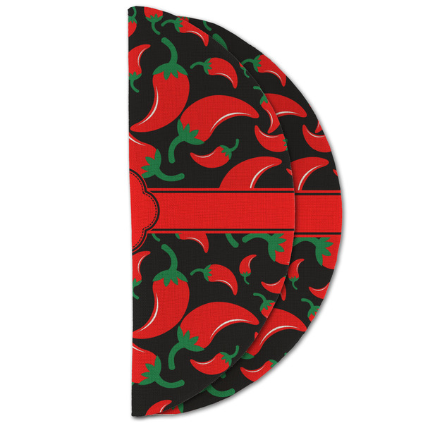 Chili Peppers Round Linen Placemats - HALF FOLDED (double sided)