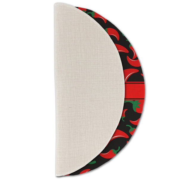 Chili Peppers Round Linen Placemats - HALF FOLDED (single sided)