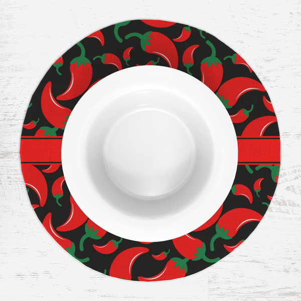 Chili Peppers Round Linen Placemats - LIFESTYLE (single)