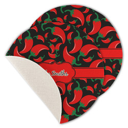 Chili Peppers Round Linen Placemat - Single Sided - Set of 4 (Personalized)
