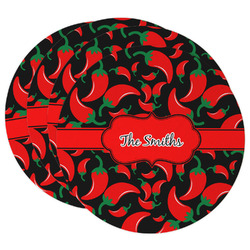 Chili Peppers Round Paper Coasters w/ Name or Text