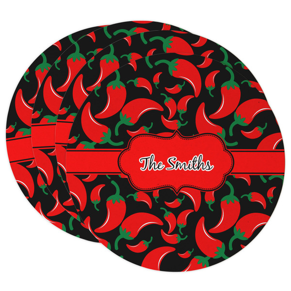 Custom Chili Peppers Round Paper Coasters w/ Name or Text