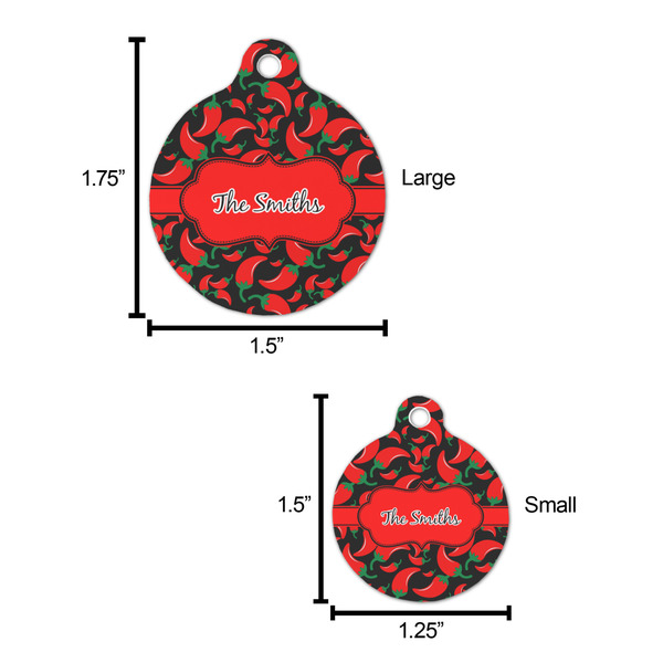 Chili Peppers Round Pet ID Tag - Large - Comparison Scale