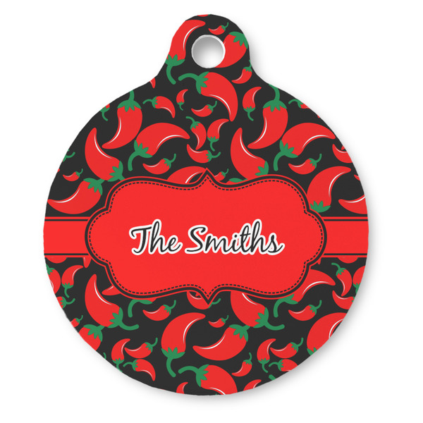 Custom Chili Peppers Round Pet ID Tag - Large (Personalized)