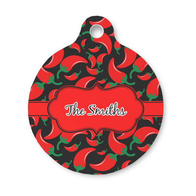 Chili Peppers Round Pet ID Tag - Small (Personalized)