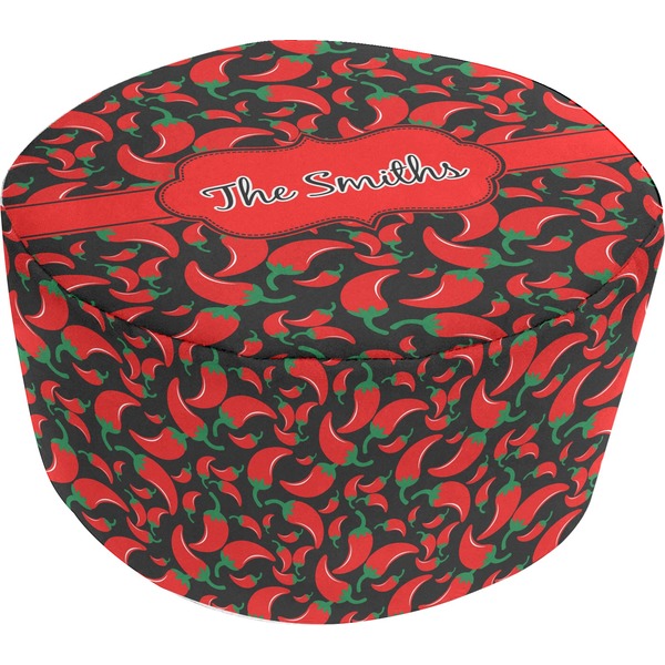 Custom Chili Peppers Round Pouf Ottoman (Personalized)
